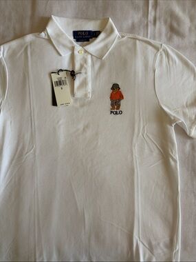 Polo by Ralph Lauren White Polo Shirt with Embroidered Bear